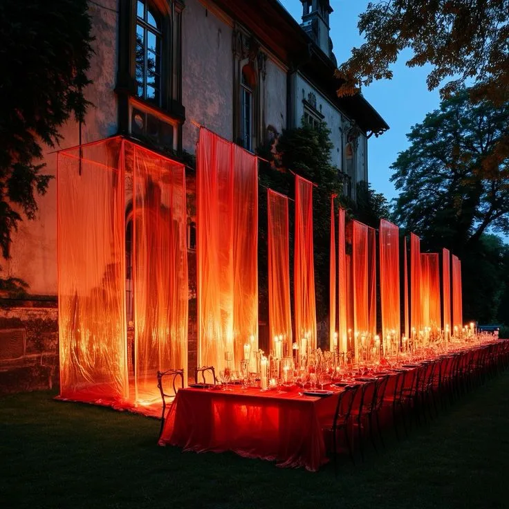 Outdoor dinner at dusk on the French Riviera